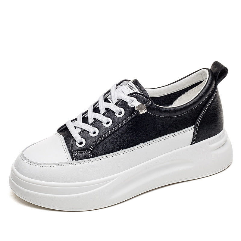 Women’s White Platform Sneakers – All-Match Thick-Soled Casual Sports Shoes