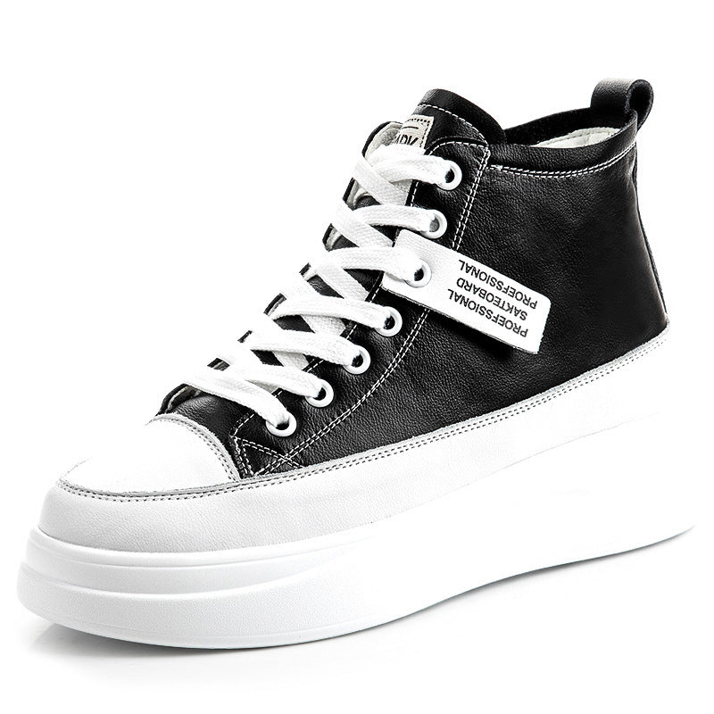 Slim High-Top Leather Sneakers for Women | Versatile White Casual Shoes | Trendy Everyday Comfort Wear