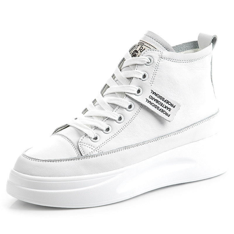 Slim High-Top Leather Sneakers for Women | Versatile White Casual Shoes | Trendy Everyday Comfort Wear