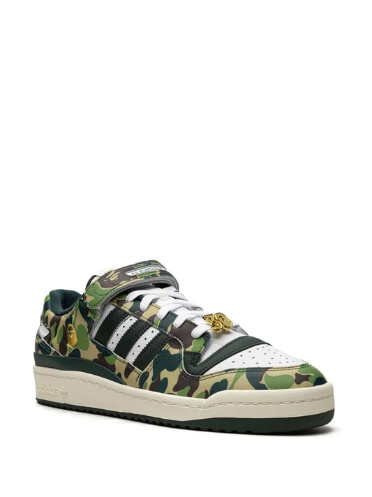 X Bape Forum 84 Low 30Th Anniversary Green Camo Sneakers