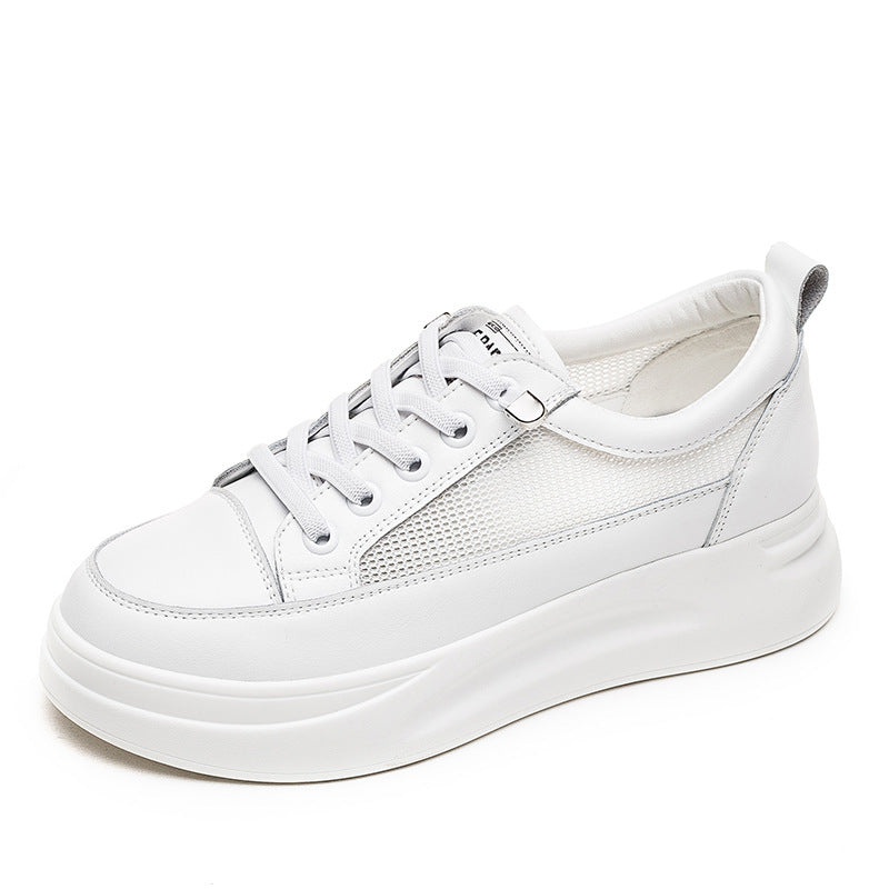 Women’s White Platform Sneakers – All-Match Thick-Soled Casual Sports Shoes