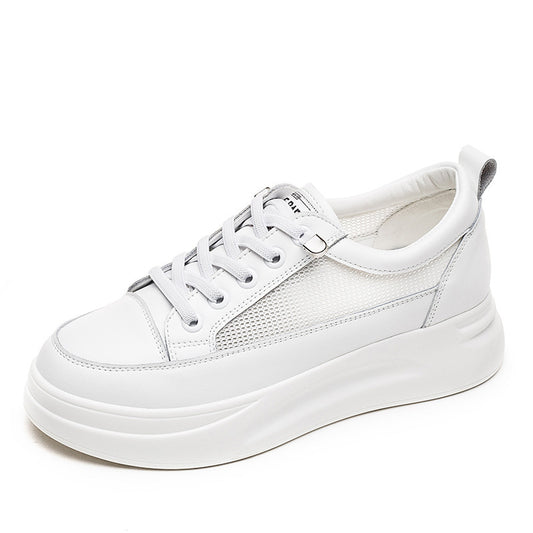 Women’s White Platform Sneakers – All-Match Thick-Soled Casual Sports Shoes