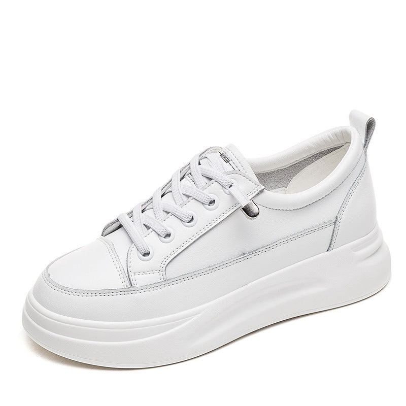 Women’s White Platform Sneakers – All-Match Thick-Soled Casual Sports Shoes