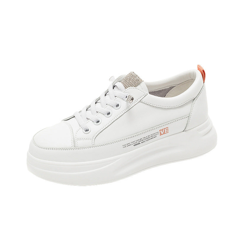 Women’s White Platform Sneakers – All-Match Thick-Soled Casual Sports Shoes