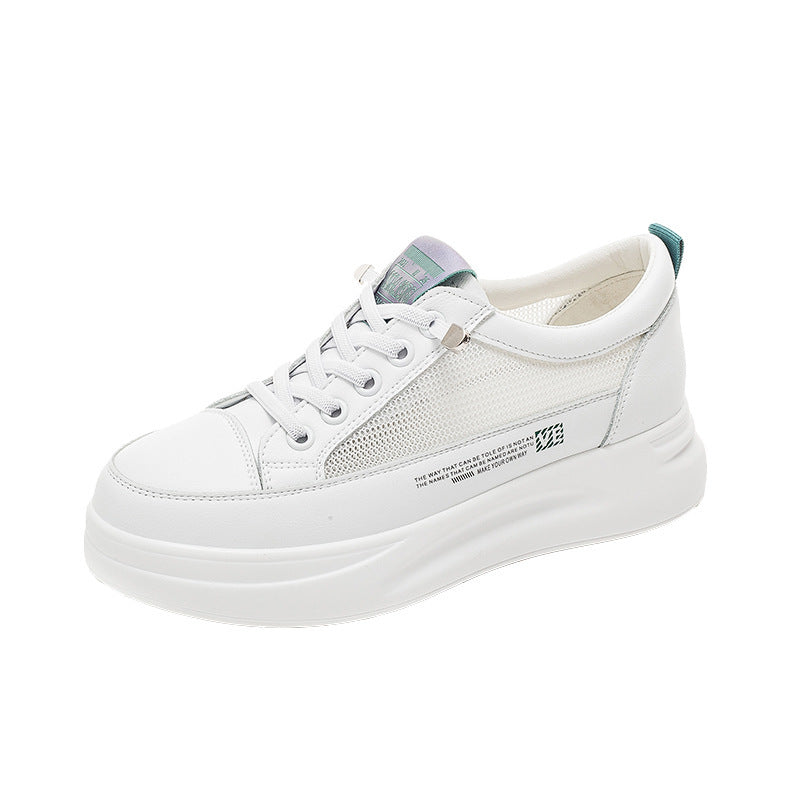 Women’s White Platform Sneakers – All-Match Thick-Soled Casual Sports Shoes