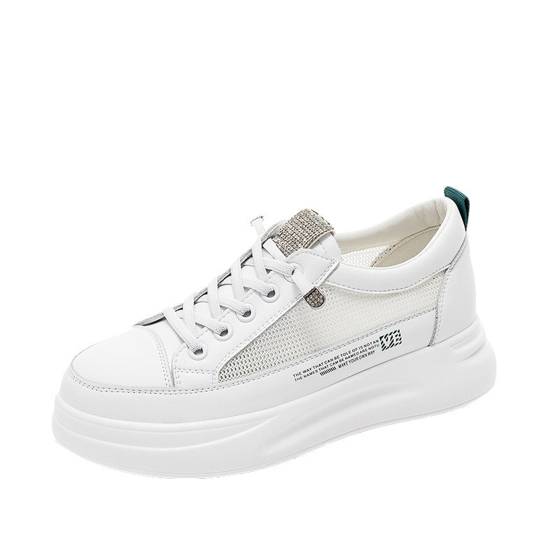 Women’s White Platform Sneakers – All-Match Thick-Soled Casual Sports Shoes