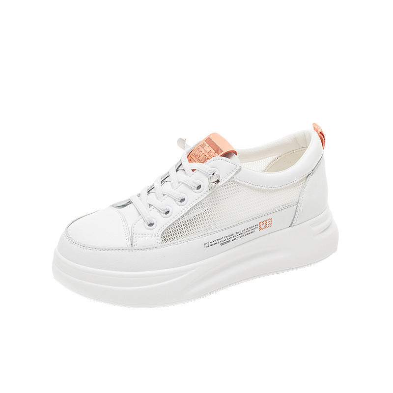 Women’s White Platform Sneakers – All-Match Thick-Soled Casual Sports Shoes
