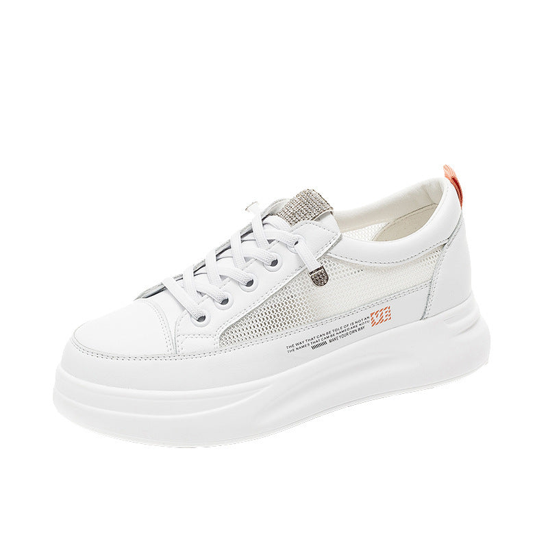 Women’s White Platform Sneakers – All-Match Thick-Soled Casual Sports Shoes