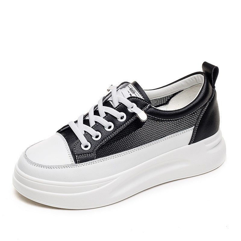 Women’s White Platform Sneakers – All-Match Thick-Soled Casual Sports Shoes