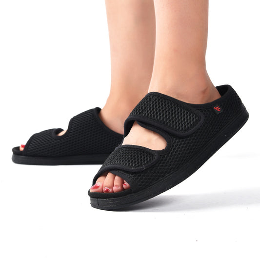 Wide Puffy Adjustable Comfort Slippers – Big Foot Loose Fit Casual Slides