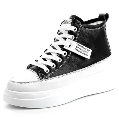 Slim High-Top Leather Sneakers for Women | Versatile White Casual Shoes | Trendy Everyday Comfort Wear