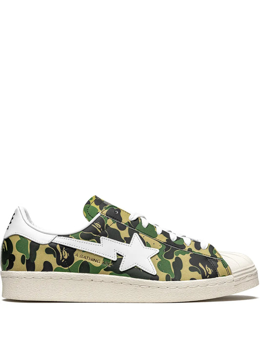 X Bape Superstar Green Camo Sneakers
