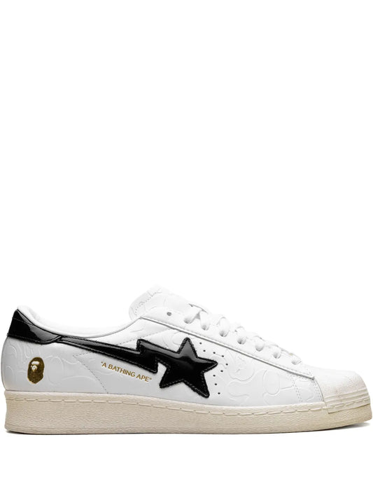 X A Bathing Ape Superstar Vintage White Black Sneakers