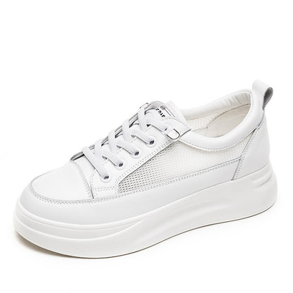 Women’s White Platform Sneakers – All-Match Thick-Soled Casual Sports Shoes