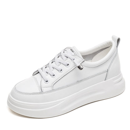 Women’s White Platform Sneakers – All-Match Thick-Soled Casual Sports Shoes