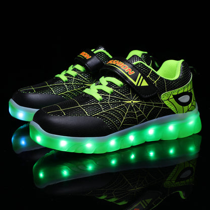 Kids Led USB Recharge Glowing Shoes Children's Hook Loop