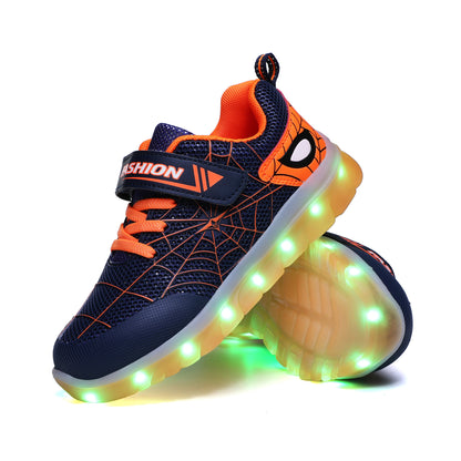 Kids Led USB Recharge Glowing Shoes Children's Hook Loop