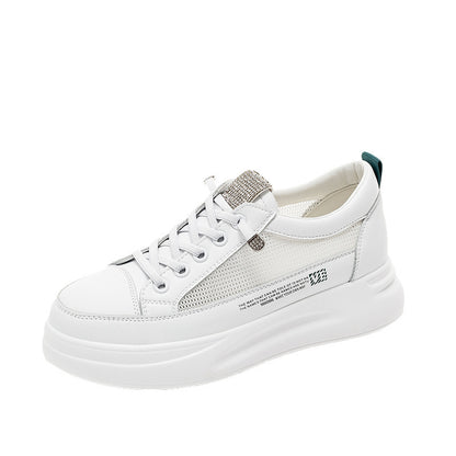 Women’s White Platform Sneakers – All-Match Thick-Soled Casual Sports Shoes