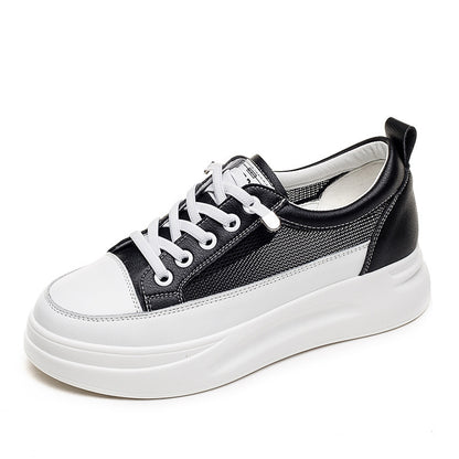 Women’s White Platform Sneakers – All-Match Thick-Soled Casual Sports Shoes